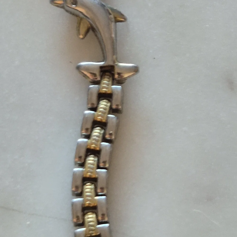 Silver and Gold Dolphin Women's Watch - Picture 3 of 8